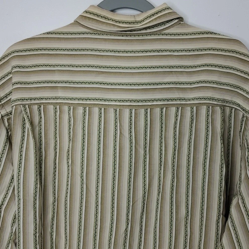 Tommy Bahama Button Down Shirt Vertical Striping Collar Island Tan Mens XL - Picture 8 of 10